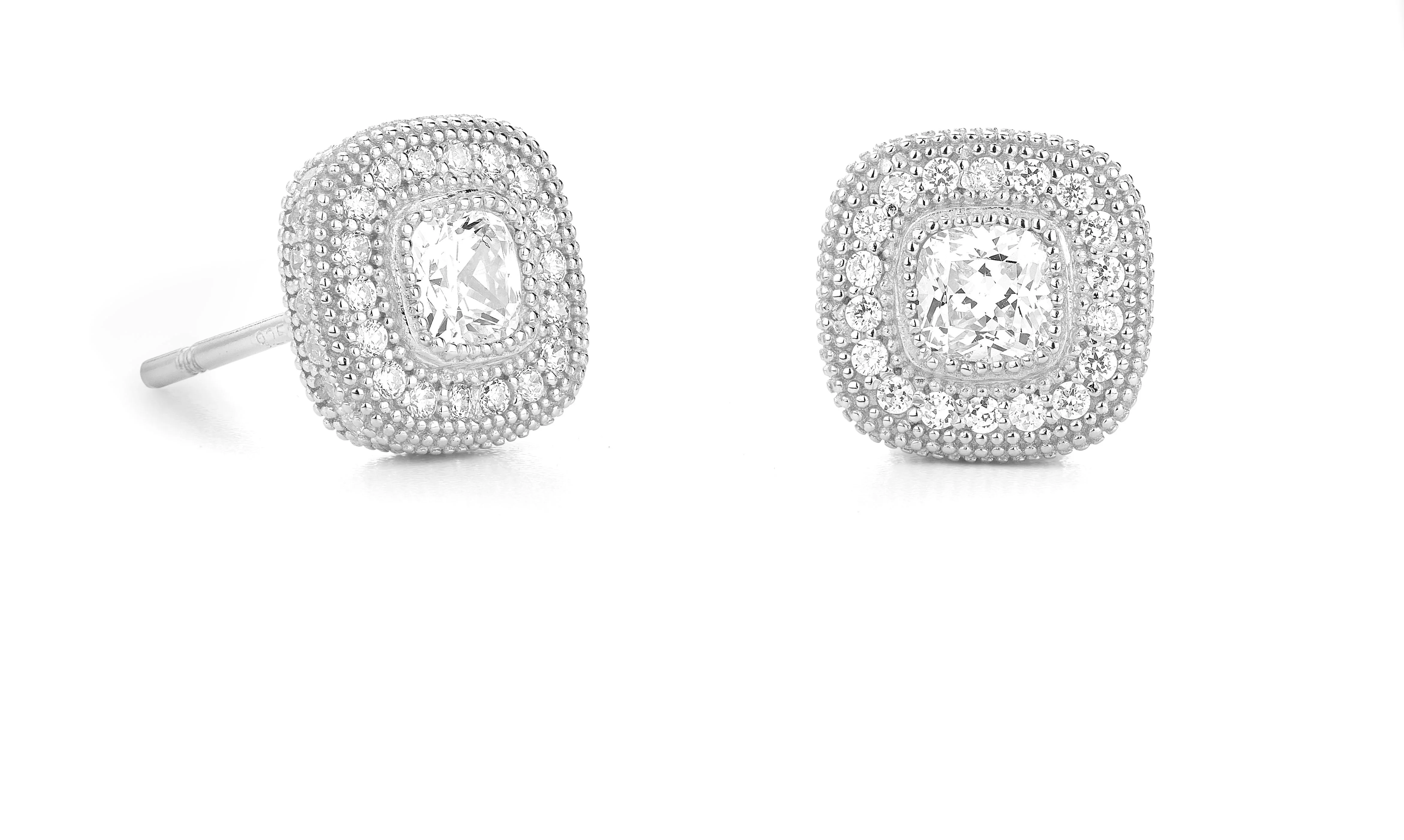 Sterling Silver Square Heritage Studs