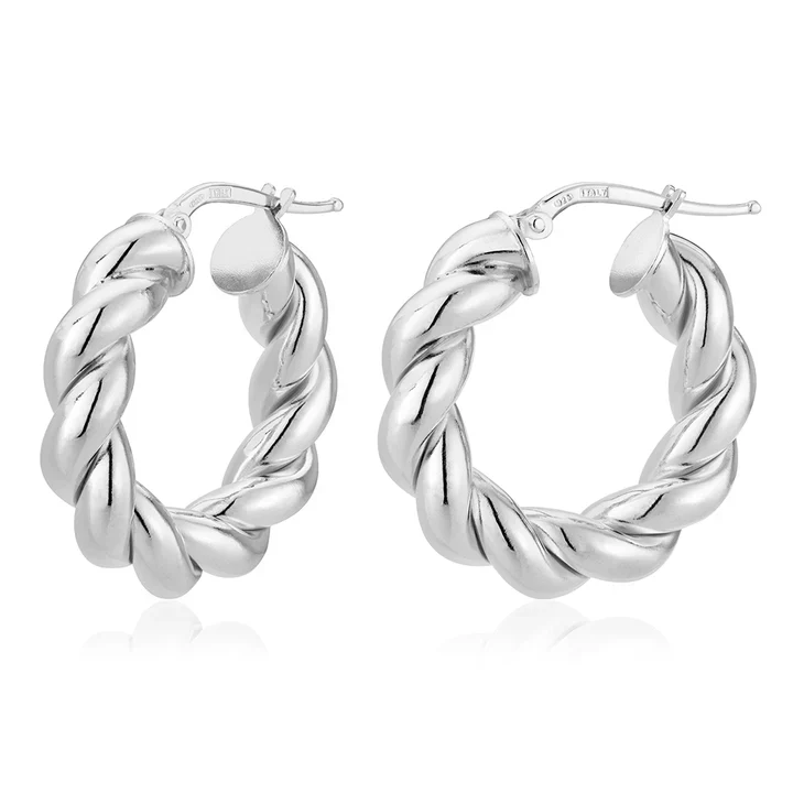 Sterling Silver Twisted Donut Hoops - Image 3