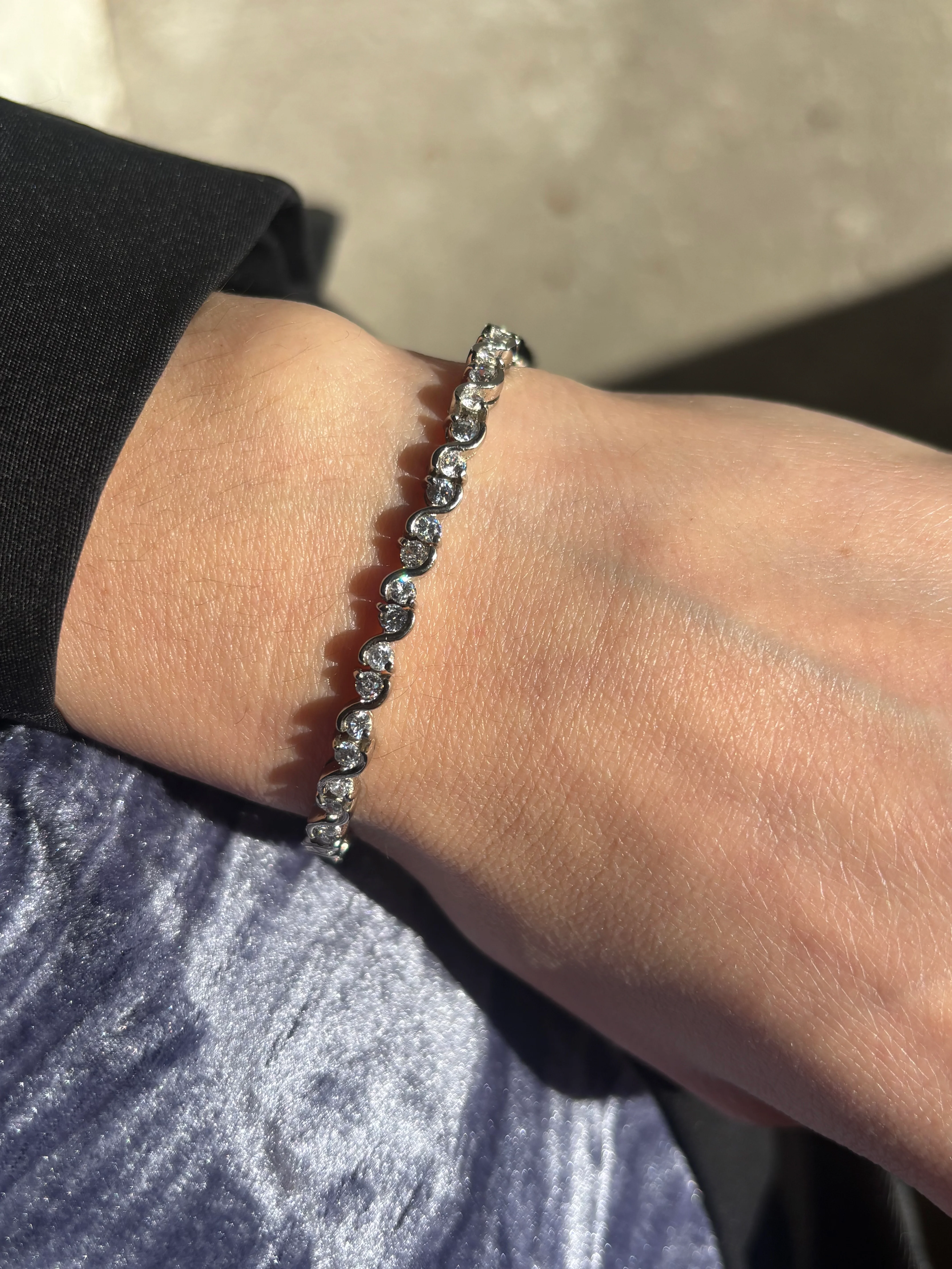 Sterling Silver Wave Tennis Bracelet - Image 5