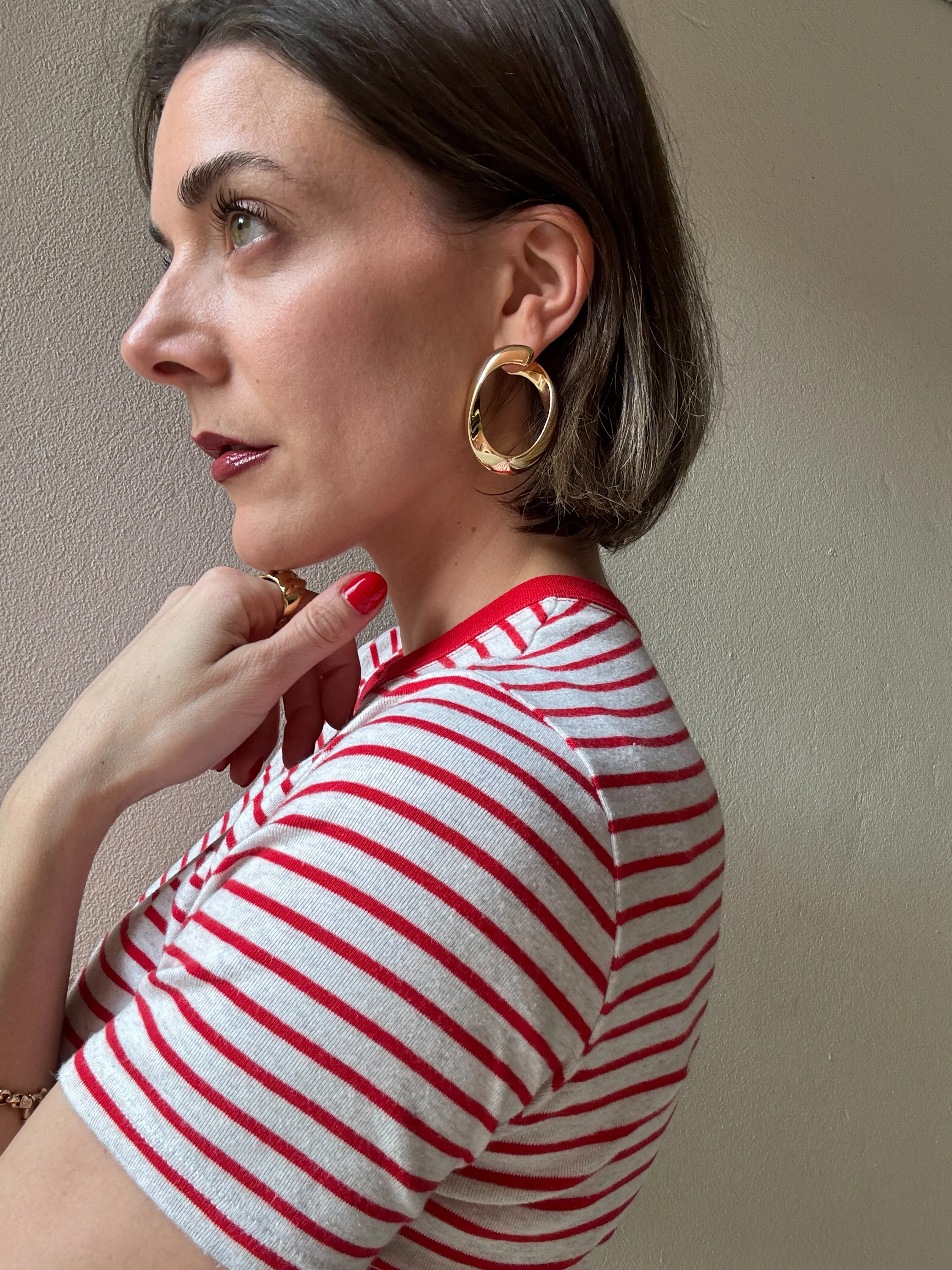 Sterling Silver Gold Plated Ovalish Earrings - Image 2