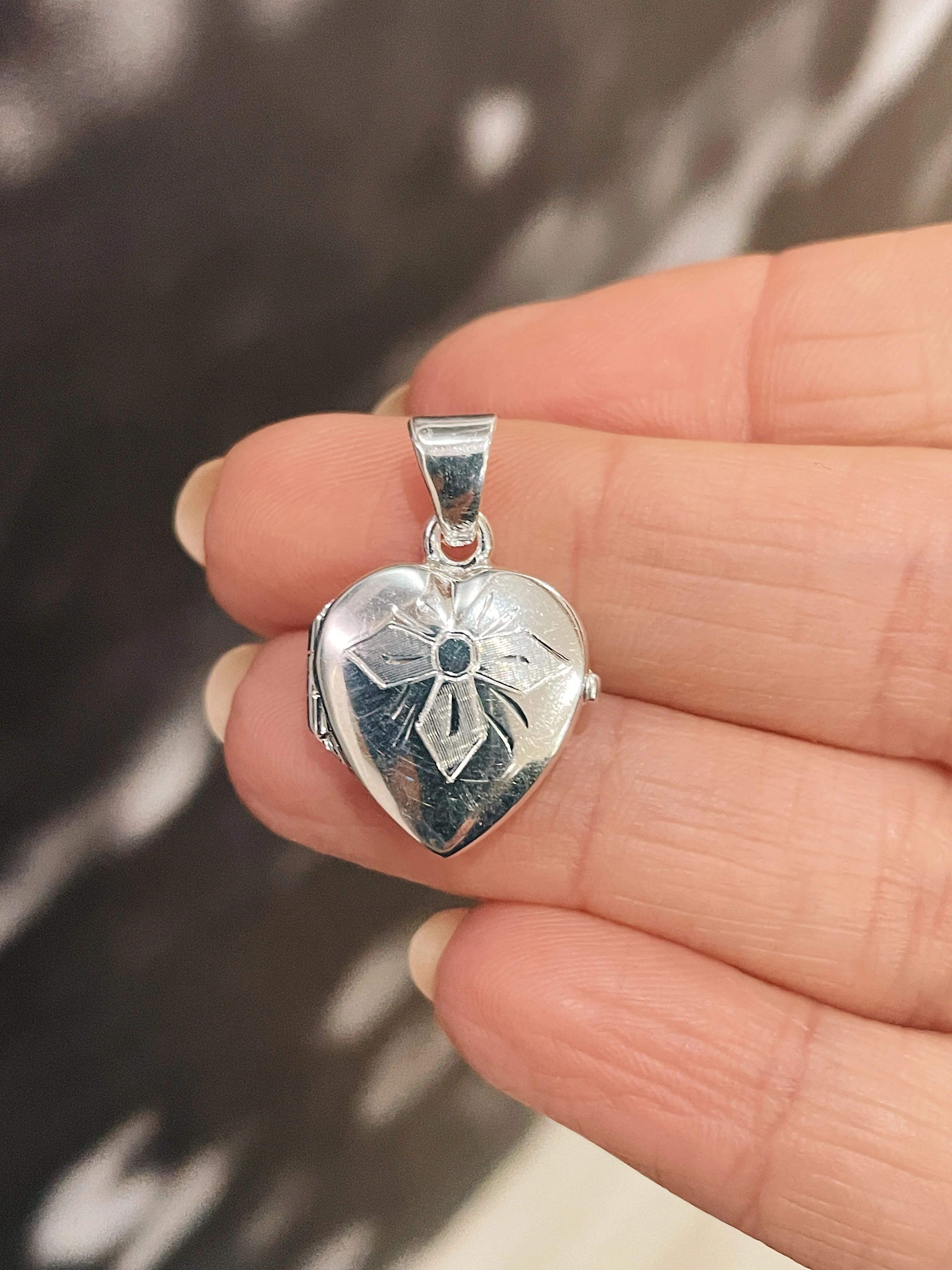 Sterling Silver Heart Engraved Locket - Image 2