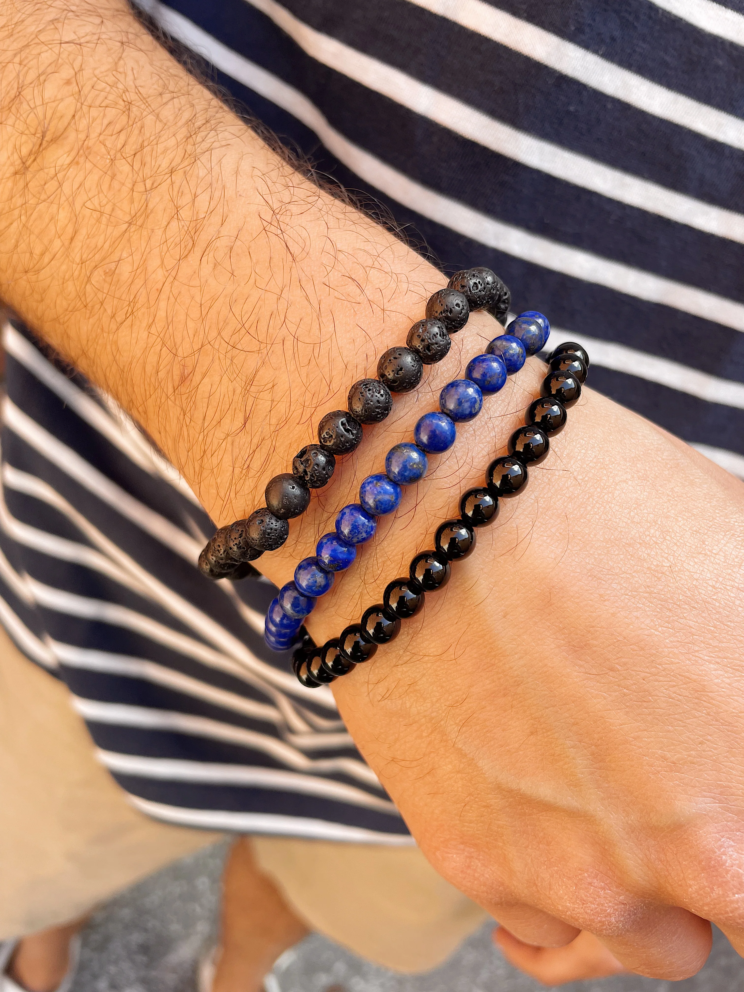 Lapis Lazuli Stretch 6mm Bead Bracelet - Image 3