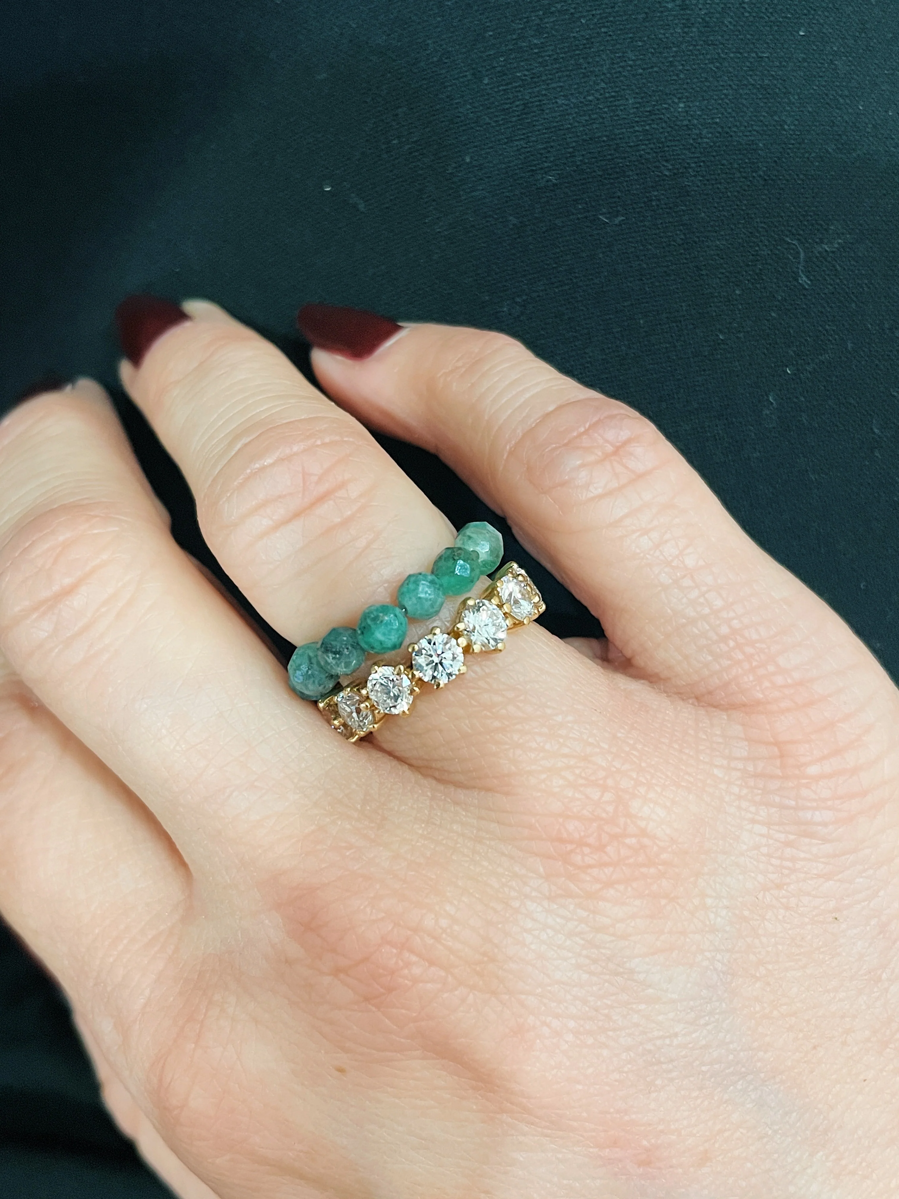 Stretch Beaded Gemstone Ring - Image 14