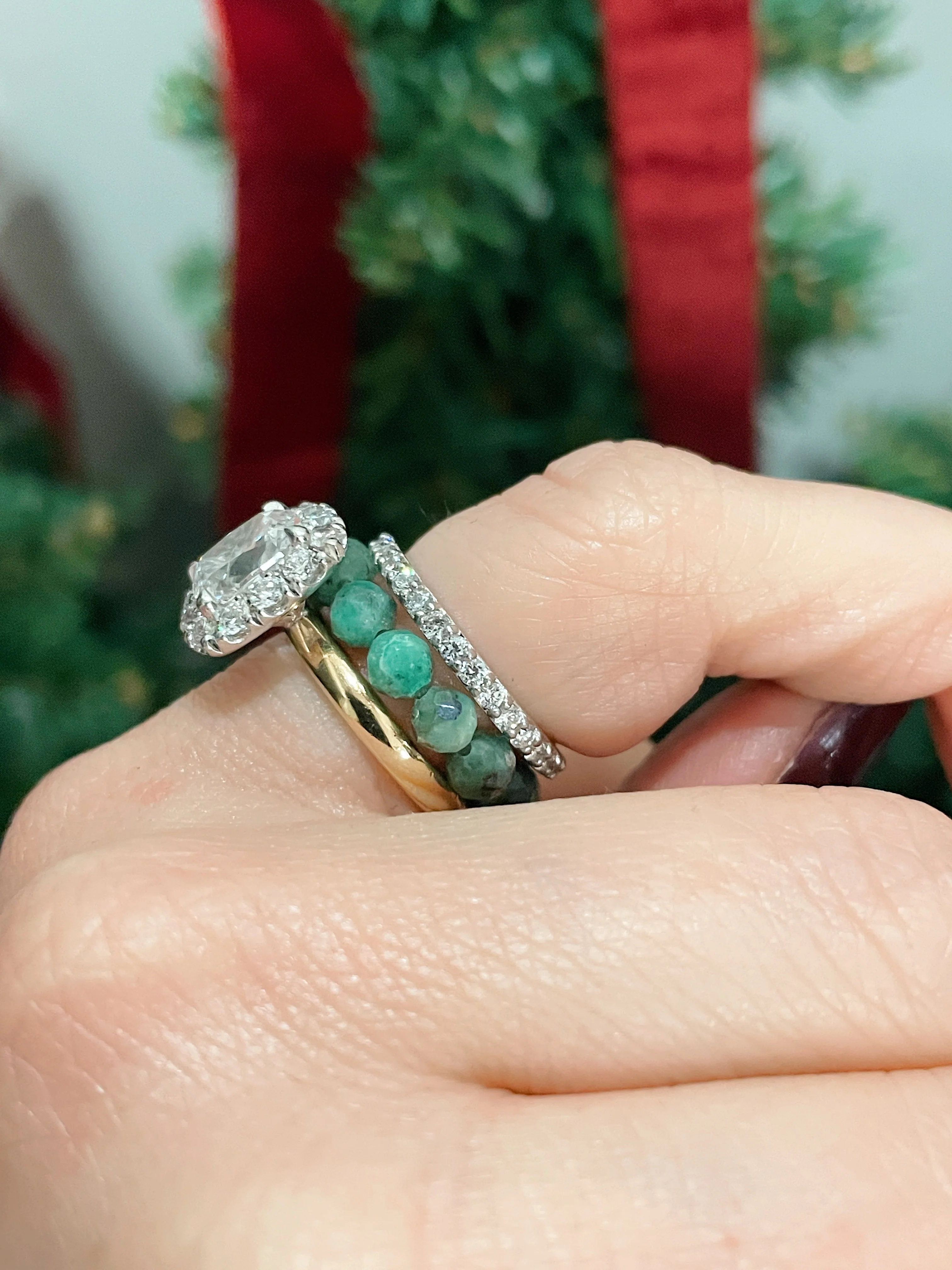 Stretch Beaded Gemstone Ring - Image 4