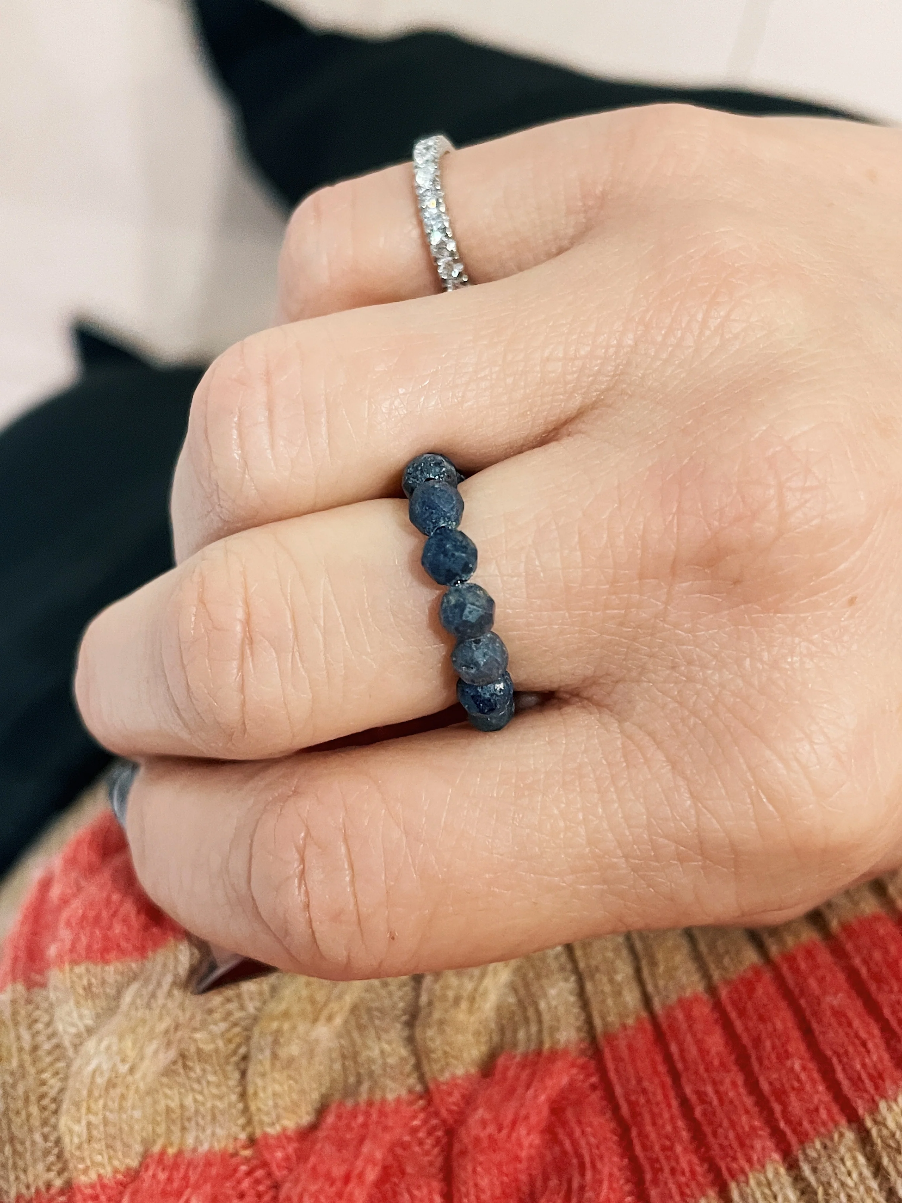 Stretch Beaded Gemstone Ring - Image 8